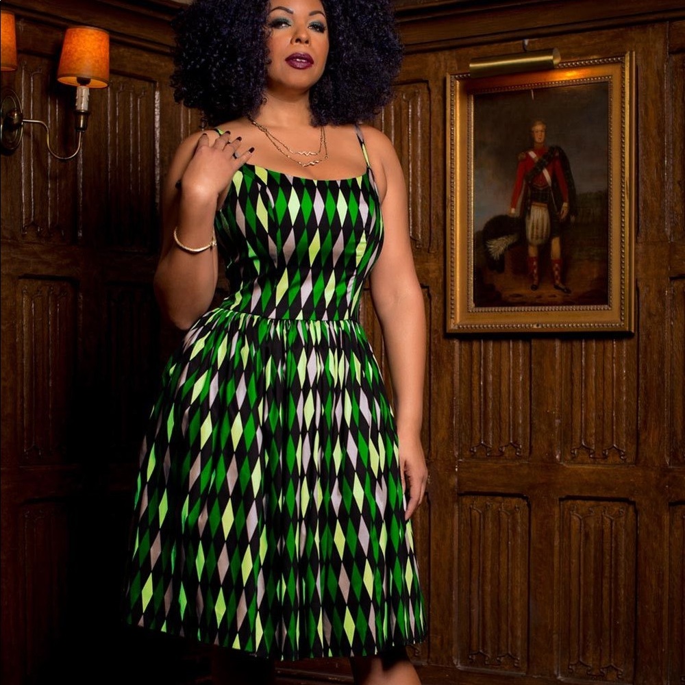 Pinup Girl XSJenny dress Green Harlequin Slytherin
